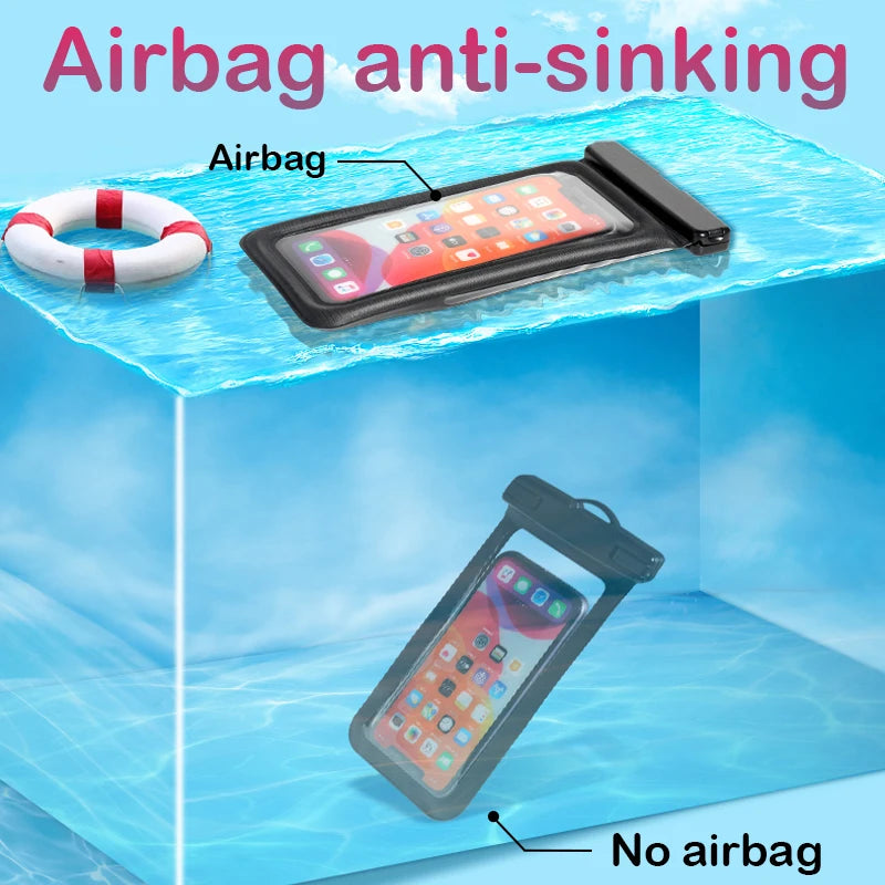 Floating Airbag Waterproof Swim Bag Phone Case For iPhone 11 12 13 14 Pro Max Samsung S23 S22 Xiaomi 13 Huawei P30 20 Lite Cover